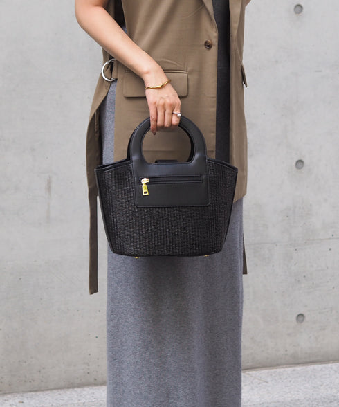 エコレザーかごハンドバッグ 12-1093